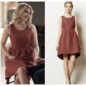 Anthropologie Lili Wang For Lili's Closet Sleeveless Geo Jacquard Hi Low Dress 8